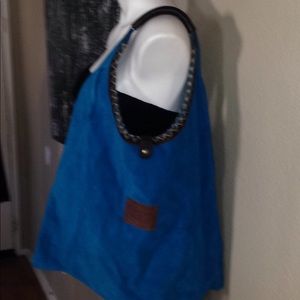 TURQUOISE ITALIAN SUEDE LARGE HOBO BAG